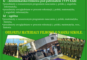 ulotka z ofertą klas 2020/2021
